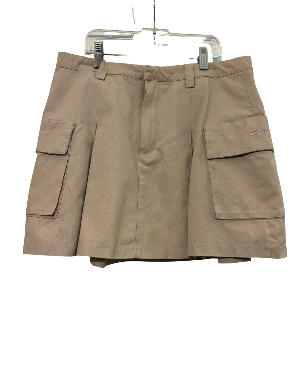 Obey Tan Khaki Cargo Utility Skort Gorpcore Circle Skirt Size 30